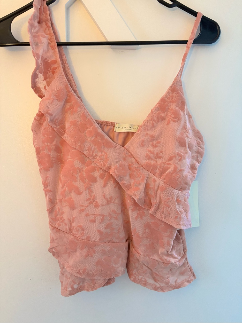 Frankie Shop Blush Pink Floral Ruffle Camisole